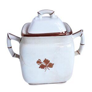 A Meakin Copper Tea Leaf Antique Ironstone Sugar Jat Pot England